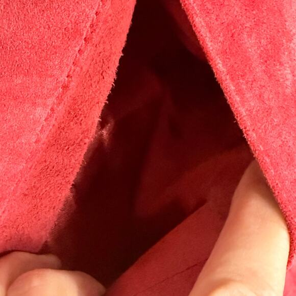 Vintage 90s Pursuits Red Suede Leather Blazer Jacket Women’s Small Lined - Picture 4 of 10